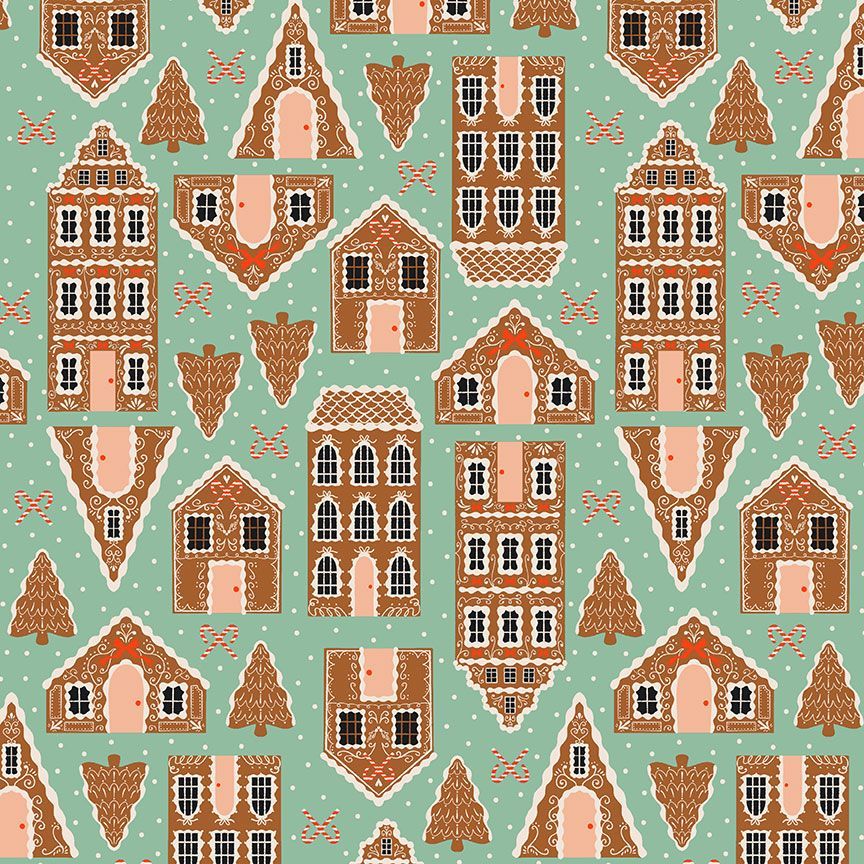 Holly Jolly - Gingerbread Houses - STELLA-DFG3185 JADE