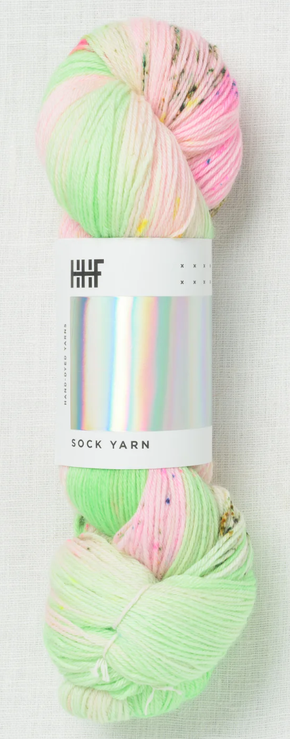 Sock yarn with green and pink