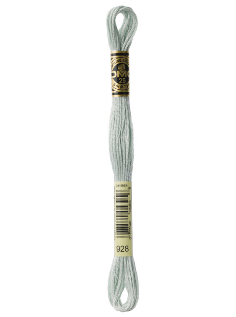 light grey green skein of embroidery floss