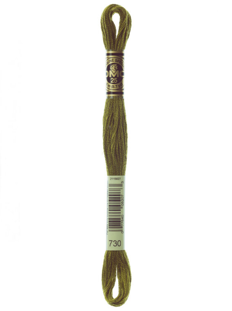 skein of embroidery floss with a brand label on a white background