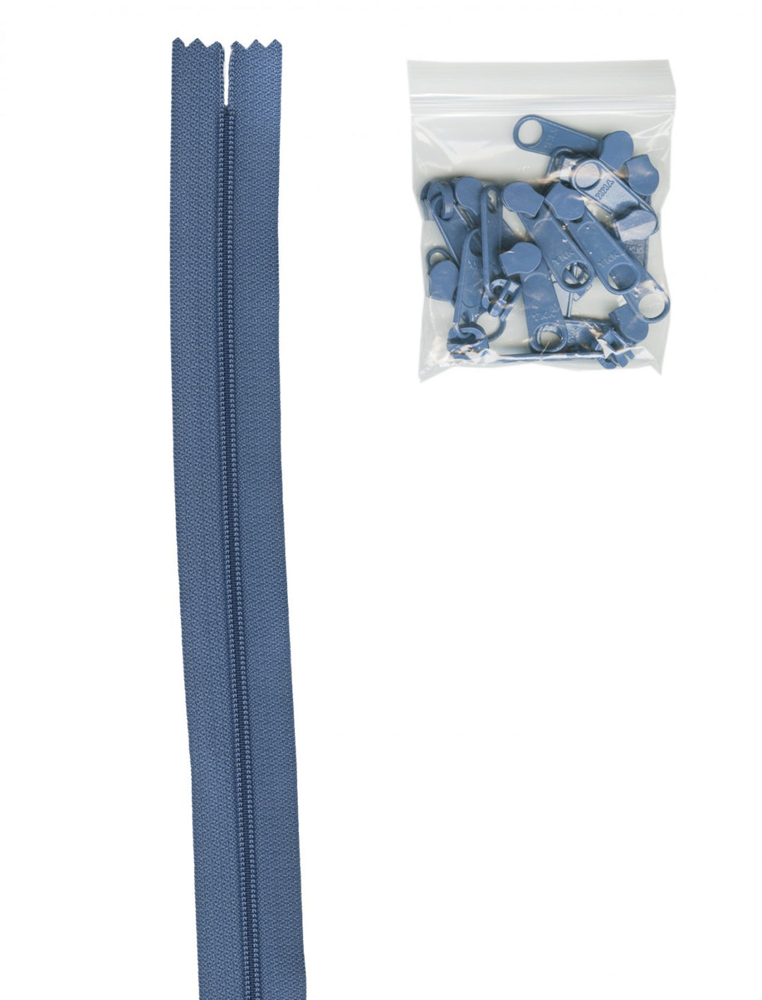Zipper - 4 yards of 16mm #4.5 Chain & 16 Extra-Large Coordinated Pulls Country Blue - ZIPYD-220