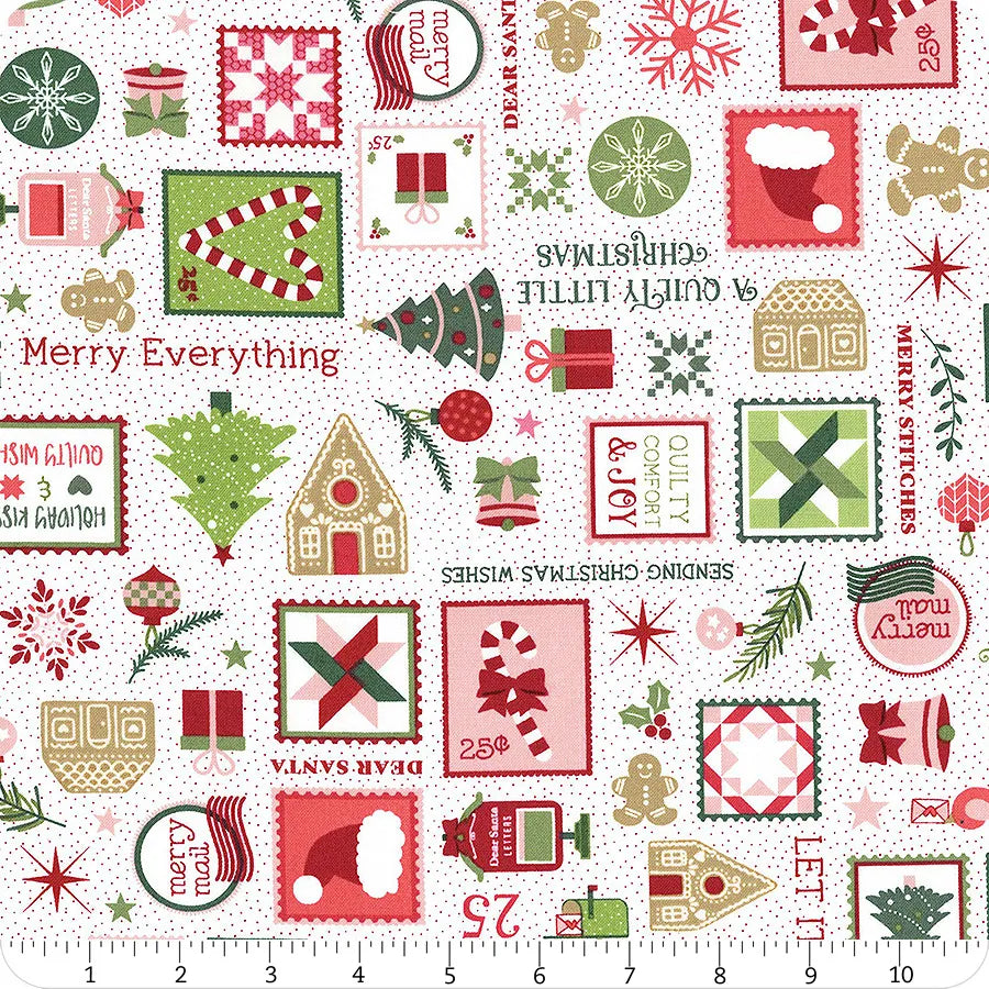 A Quilty Little Christmas - White Merry Mail - MAS10574-W