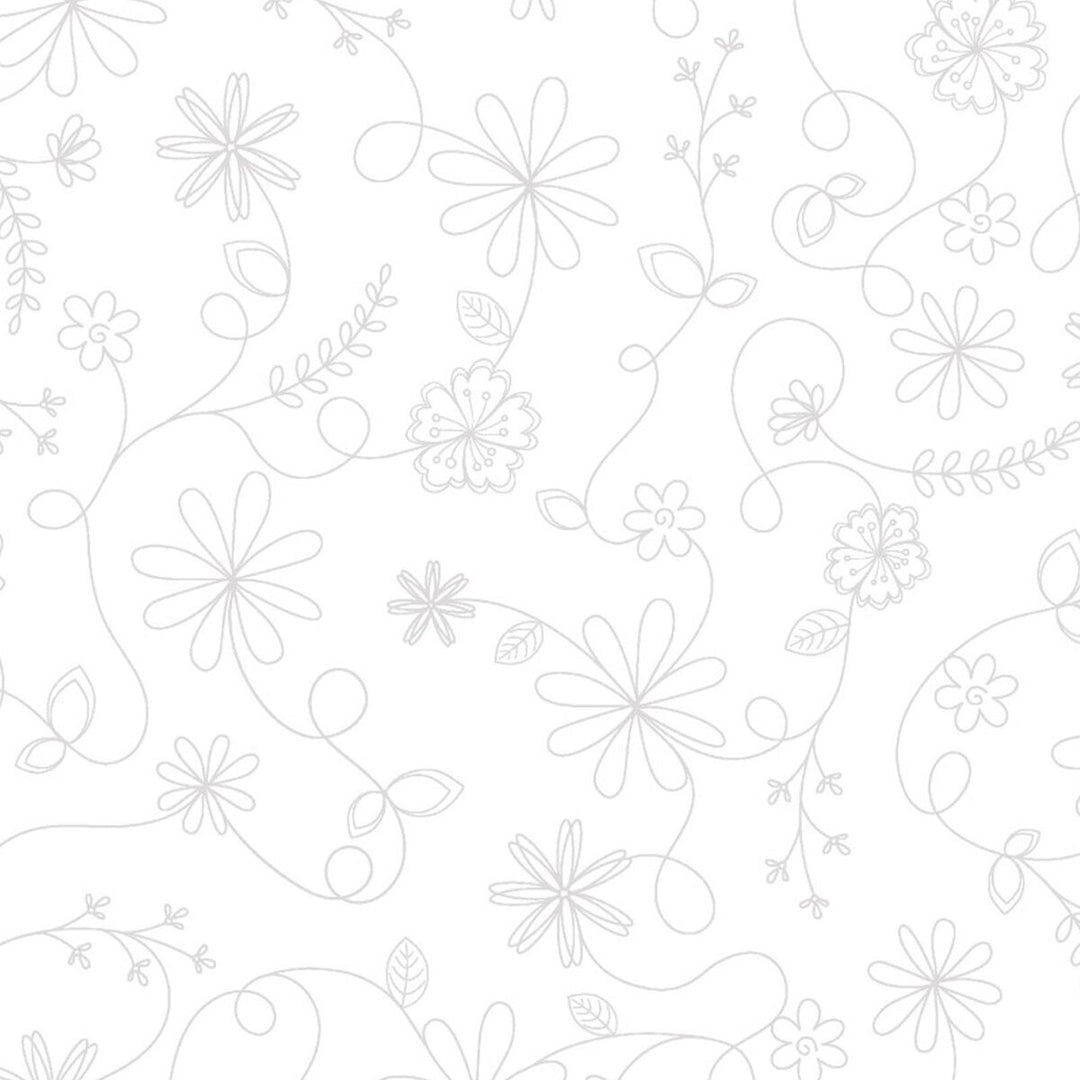 White on White Swirl Floral - MAS8261-WW