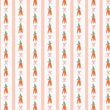 Stripe blush fabric with carrots and small bows