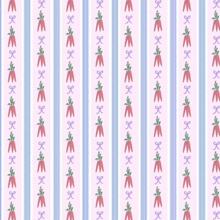 Stripe lilac fabric with carrots and small bows