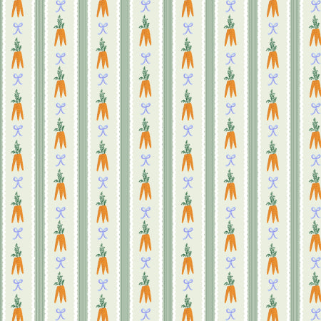 stripe mint fabric with carrots and small bows