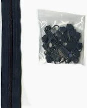Zipper - 4 yards of 16mm #4.5 Chain & 16 Extra-Large Coordinated Pulls Navy - ZIPYD-235