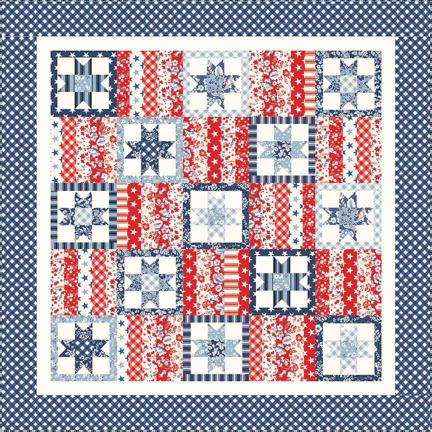 red, white, and blue Freedom Garden star quilt