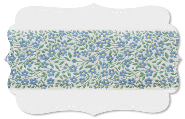2" Light Blue and Green Forget Me Not Ribbon