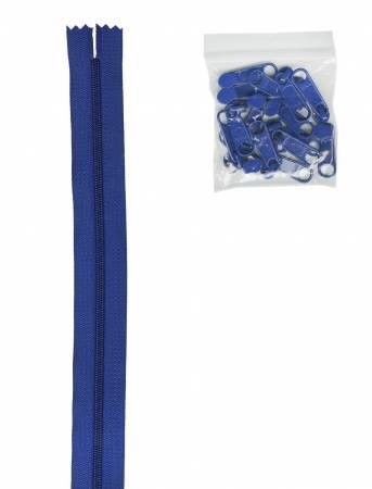 Zipper - 4 yards of 16mm #4.5 Chain & 16 Extra-Large Coordinated Pulls Cobalt Blue- ZIPYD-225