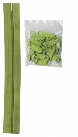 Zipper - 4 yards of 16mm #4.5 Chain & 16 Extra-Large Coordinated Pulls Apple Green- ZIPYD-200