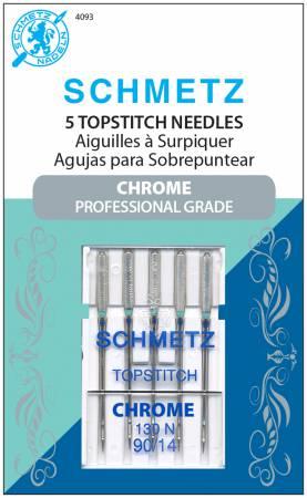 Chrome Topstitch Needle 5 ct, Size 90/14 - 4093