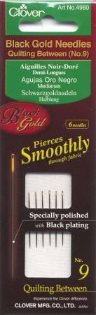 Clover Black Gold Between Quilting Needle Size 9 6ct - 4960CV