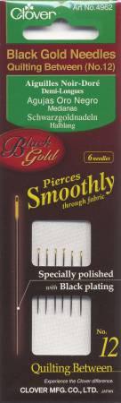 Clover Black Gold Between Quilting Needle Size 12 6ct - 4962CV