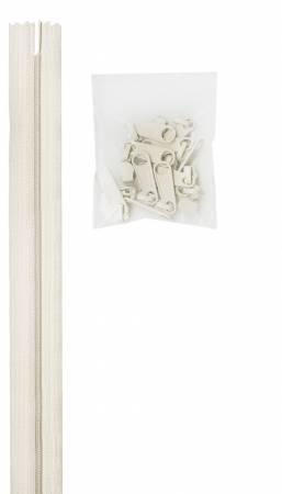 Zipper - 4 yards of 16mm #4.5 Chain & 16 Extra-Large Coordinated Pulls White - ZIPYD-100