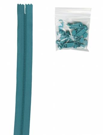 Zipper - 4 yards of 16mm #4.5 Chain & 16 Extra-Large Coordinated Pulls Emerald - ZIPYD-204