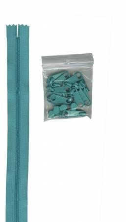 Zipper - 4 yards of 16mm #4.5 Chain & 16 Extra-Large Coordinated Pulls Turquoise - ZIPYD-212