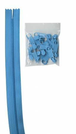 Zipper - 4 yards of 16mm #4.5 Chain & 16 Extra-Large Coordinated Pulls Parrot Blue - ZIPYD-214