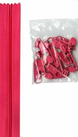 Zipper - 4 yards of 16mm #4.5 Chain & 16 Extra-Large Coordinated Pulls Lipstick - ZIPYD-250