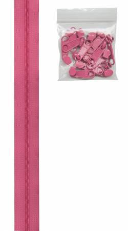Zipper - 4 yards of 16mm #4.5 Chain & 16 Extra-Large Coordinated Pulls Raspberry - ZIPYD-252