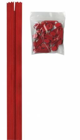 Zipper - 4 yards of 16mm #4.5 Chain & 16 Extra-Large Coordinated Pulls Atom Red - ZIPYD-260