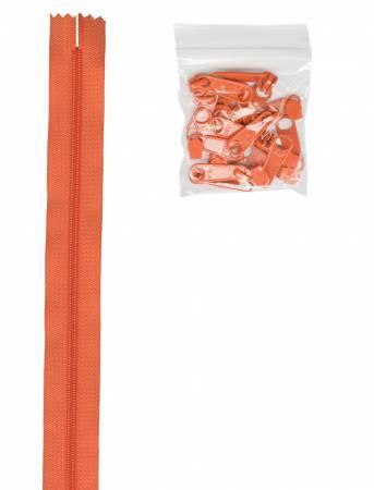 Zipper - 4 yards of 16mm #4.5 Chain & 16 Extra-Large Coordinated Pulls Pumpkin - ZIPYD-287