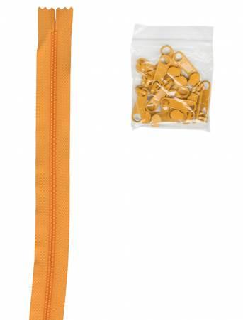 Zipper - 4 yards of 16mm #4.5 Chain & 16 Extra-Large Coordinated Pulls Papaya - ZIPYD-290
