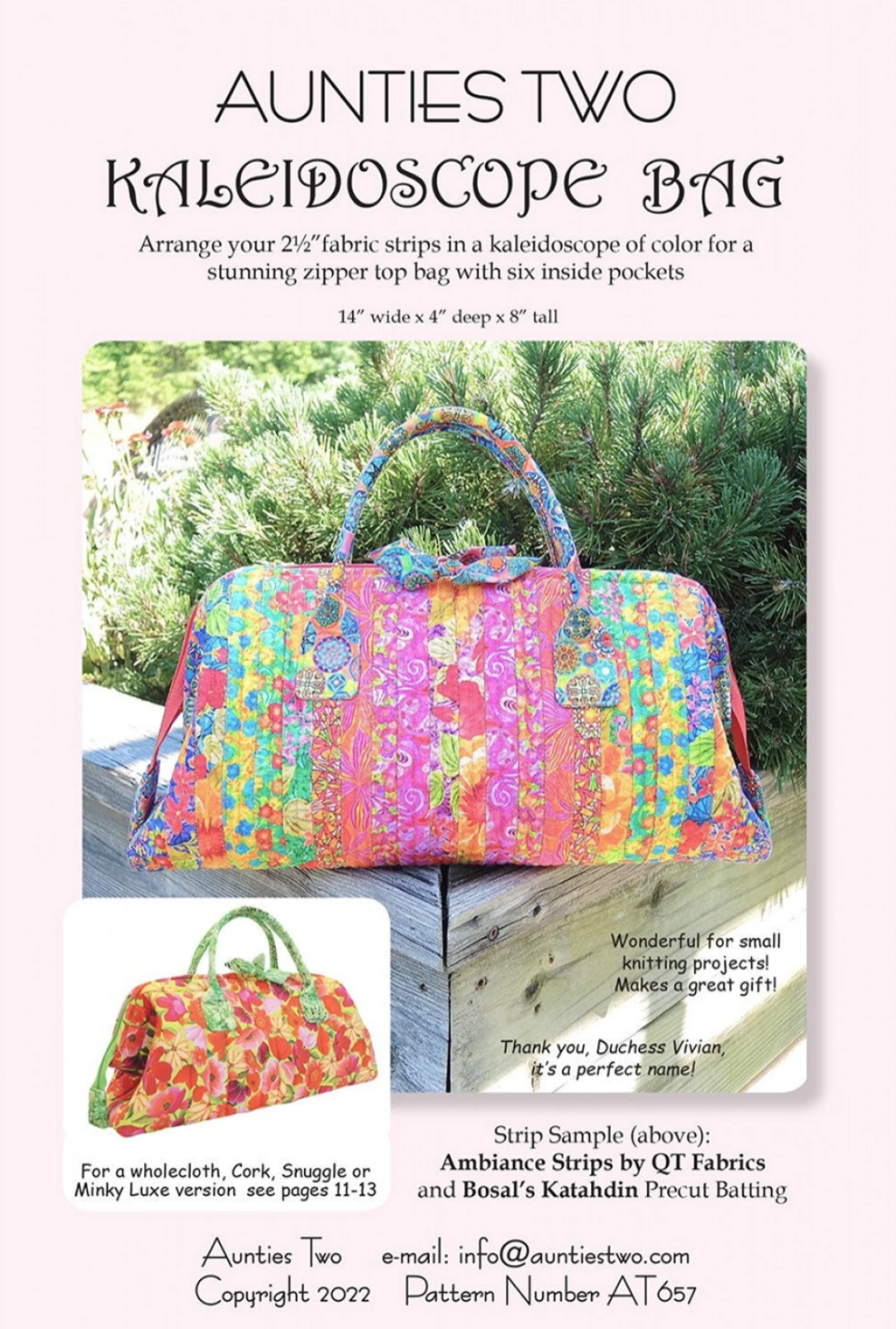 Kaleidoscope Bag Pattern Plus Stays- AT657
