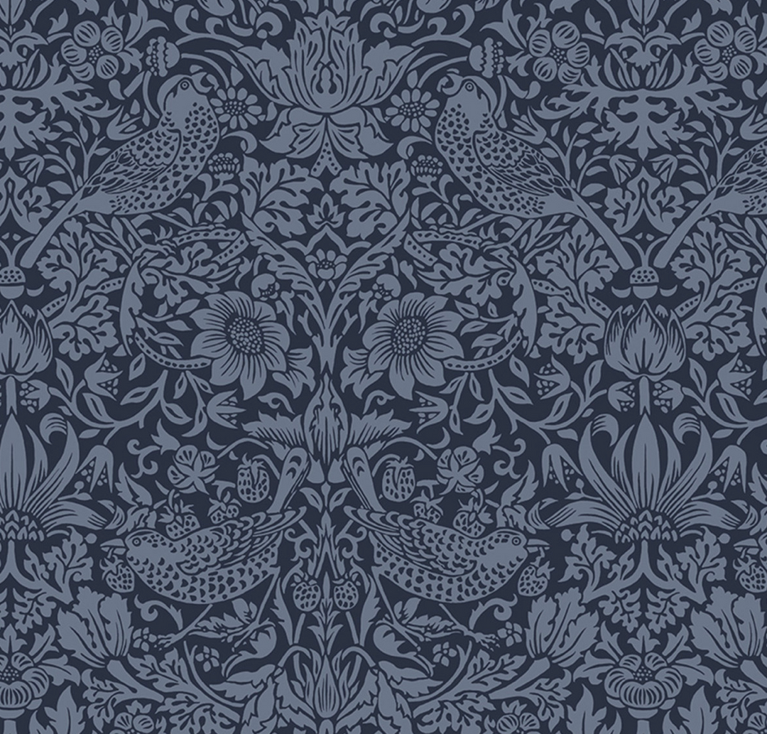Strawberry Thief- Navy- Wide back fabric 108" - QBWM001.NAVY