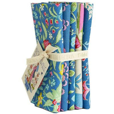 Bloomsville - Fat Quarter Bundle 5 fabrics Blueberry/Dove, 20 x 22 in - TIL300160
