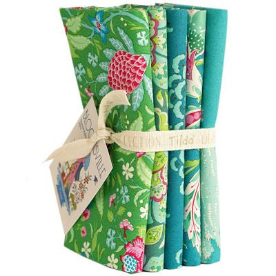 Bloomsville - Fat Quarter Bundle 5 fabrics Pine/Turquoise, 20 x 22 in - TIL300161