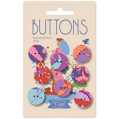 Bloomsville Abloom - Buttons 0.72 in (18mm) 8 pcs Blue/Red - TIL400056