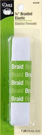 White Braided Elastic 3/4in x 1yd - 9334W - Dritz