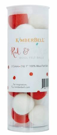 Wool Felt Balls, Red & White, - KDKB1239