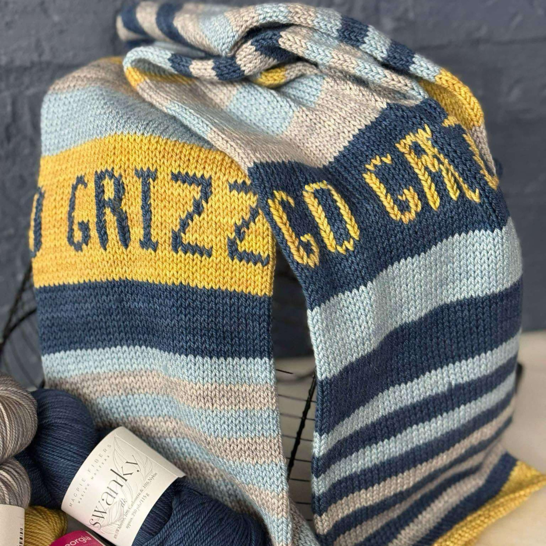 GO GRIZZ! You can knit your own Grizzles Scarf with us!