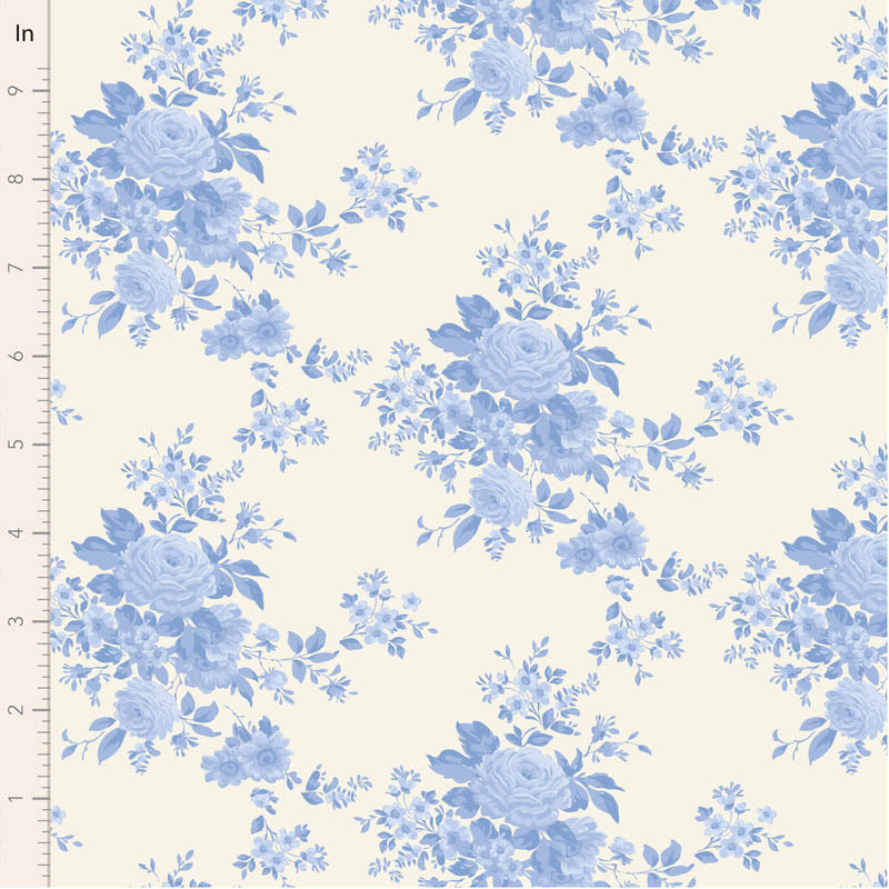 Blue floral pattern on a white background