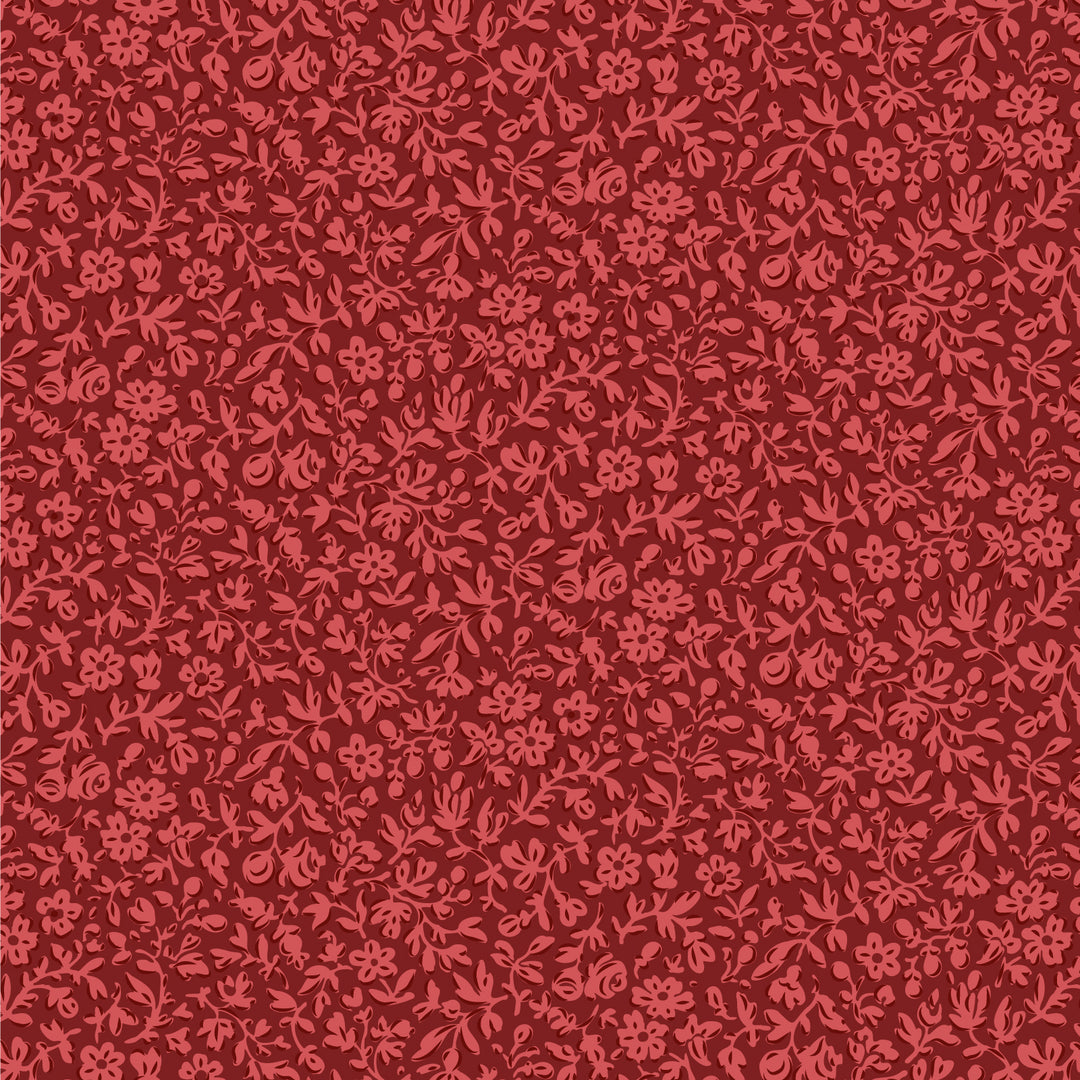 Red floral pattern on a red background