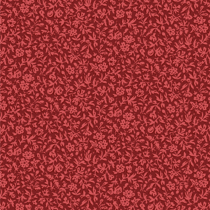 Red floral pattern on a red background