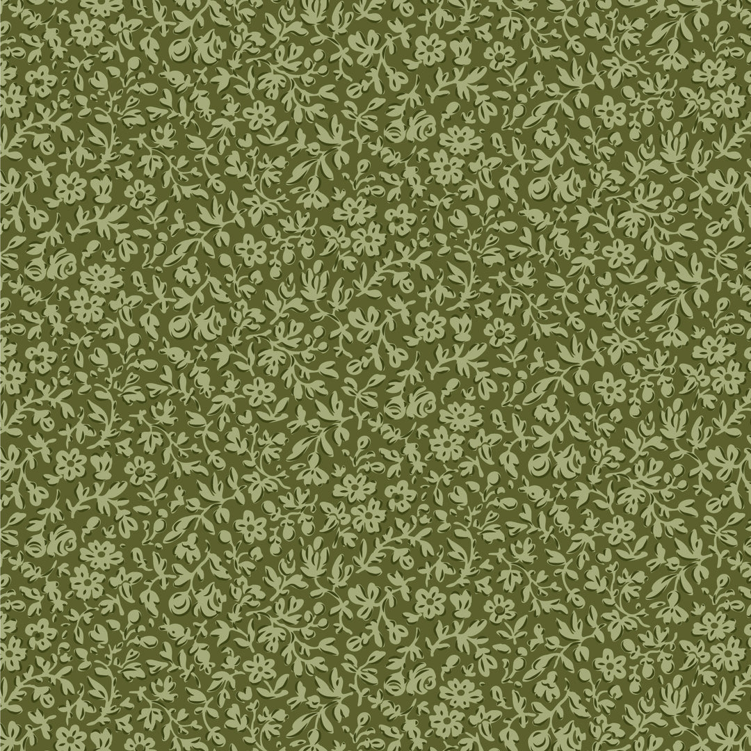 Green floral pattern on a green background