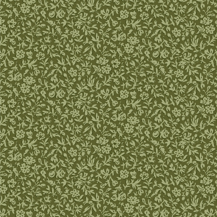 Green floral pattern on a green background