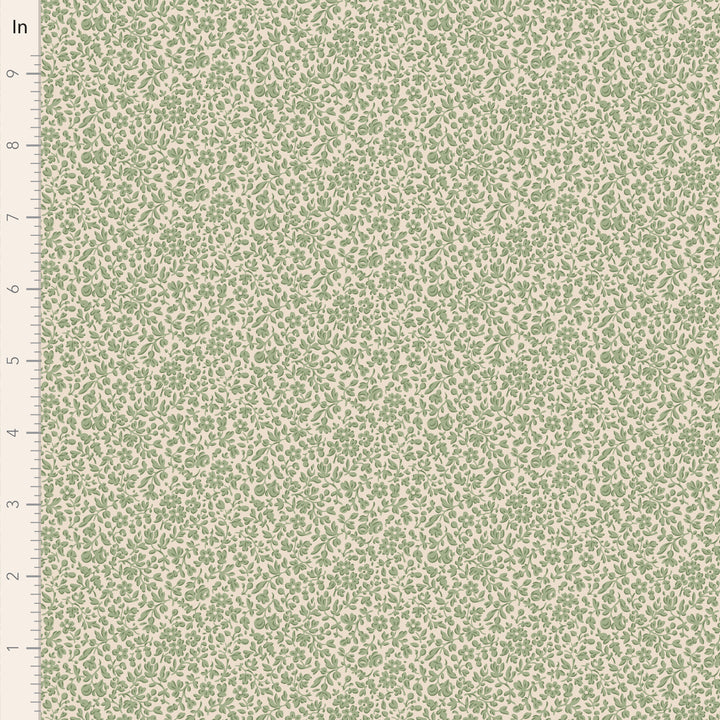 Green floral pattern on a beige background