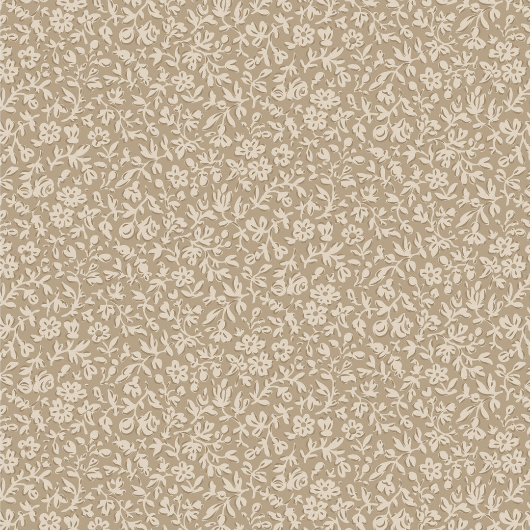 Beige floral patterned fabric texture