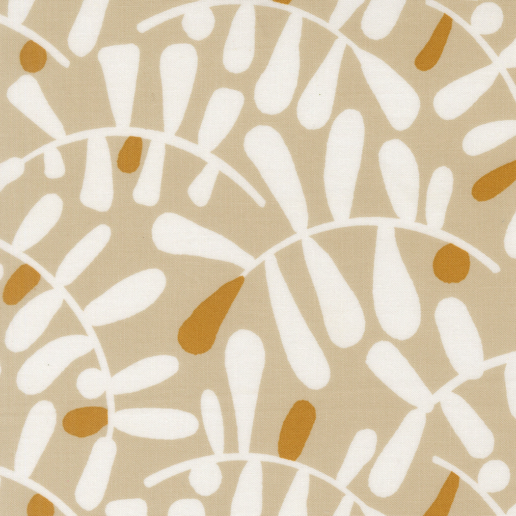 Patterned fabric with abstract design on a beige background