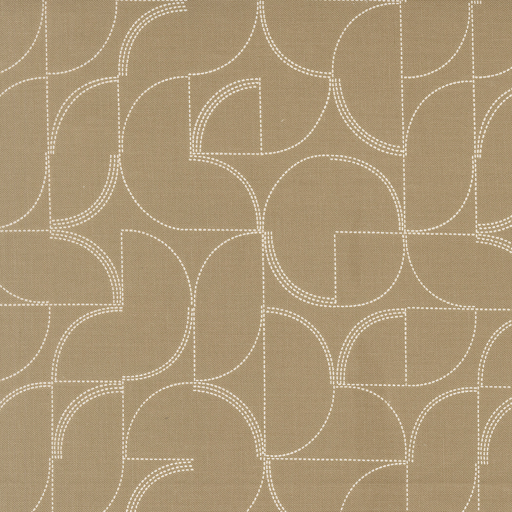 Patterned fabric with geometric design on a beige background