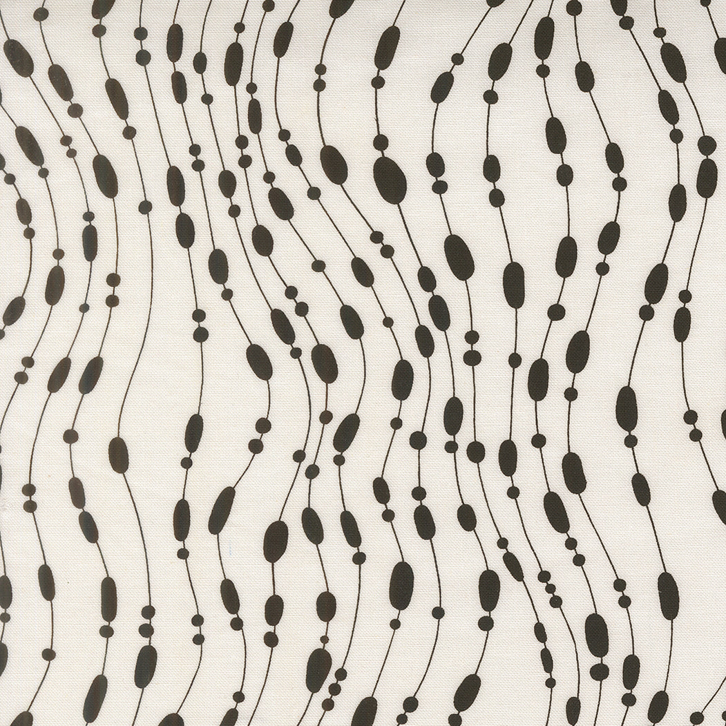 Black bead-like pattern on a white background