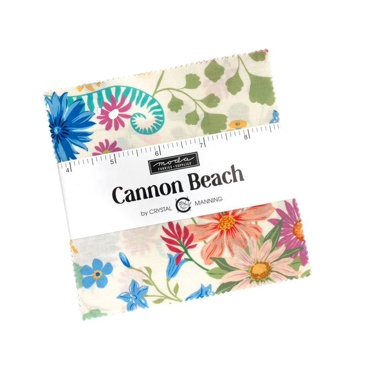 Floral fabric pack with 'Cannon Beach' label on a white background