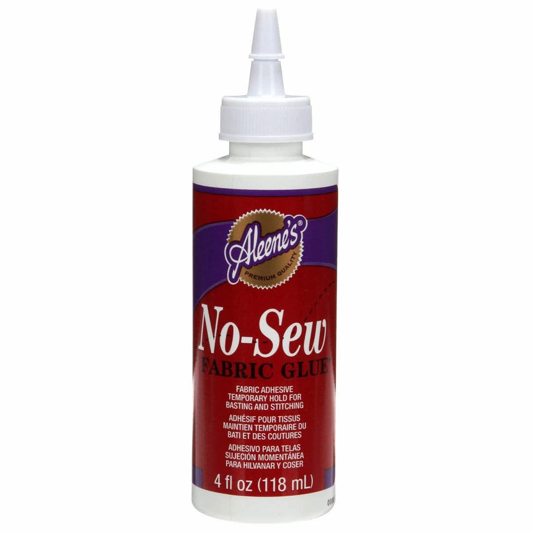 Bottle of Aleene's No-Sew Fabric Glue on a white background