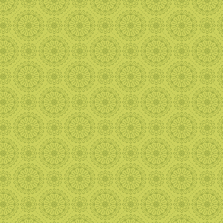 Pattern of geometric shapes on a green background