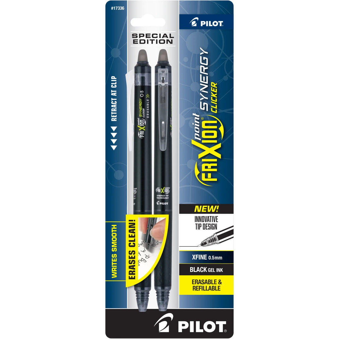 Pilot FriXion Point Synergy Flicker erasable and refillable pen packaging on a white background