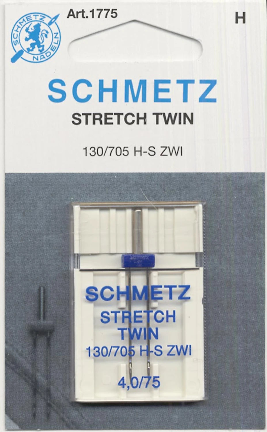 Schmetz Stretch Twin needle package on a white background